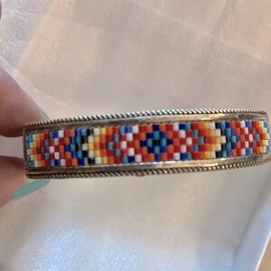 Native American-inspired 925 silver beaded bracelet